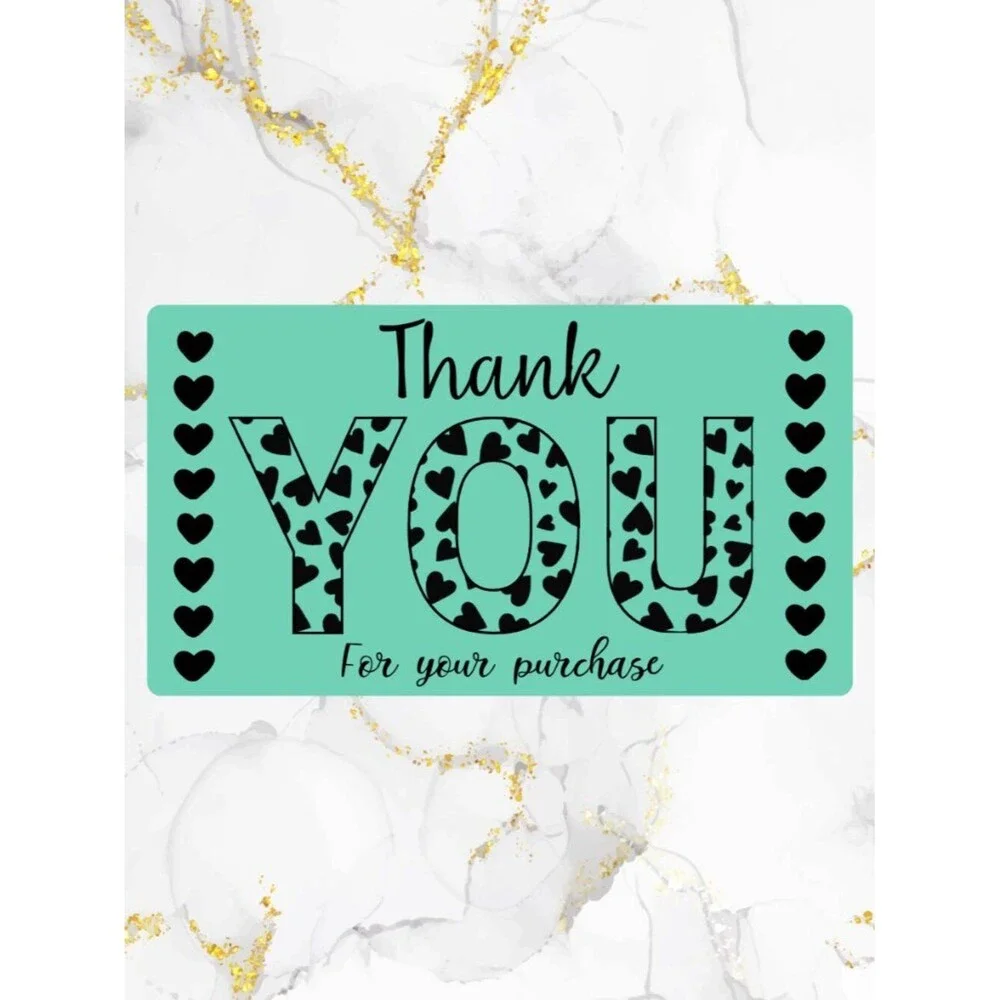 100 Cute Hearts Thank You Stickers for Packaging | Small Business Labels
